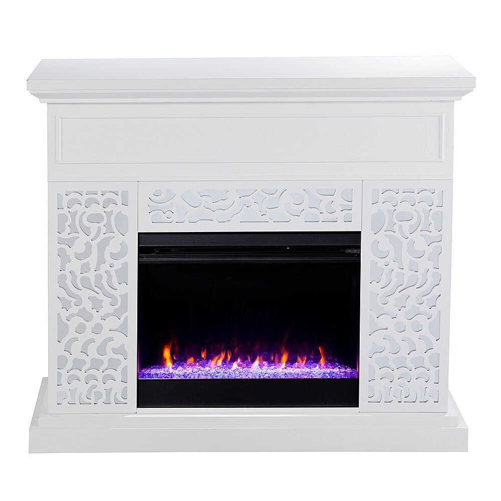 SEI Furniture - Wansford Color Changing Fireplace - White finish w/ mirror_1