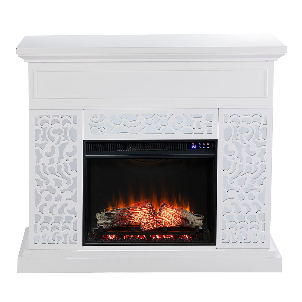 SEI Furniture - Wansford Contemporary Electric Fireplace - White finish w/ mirror_1