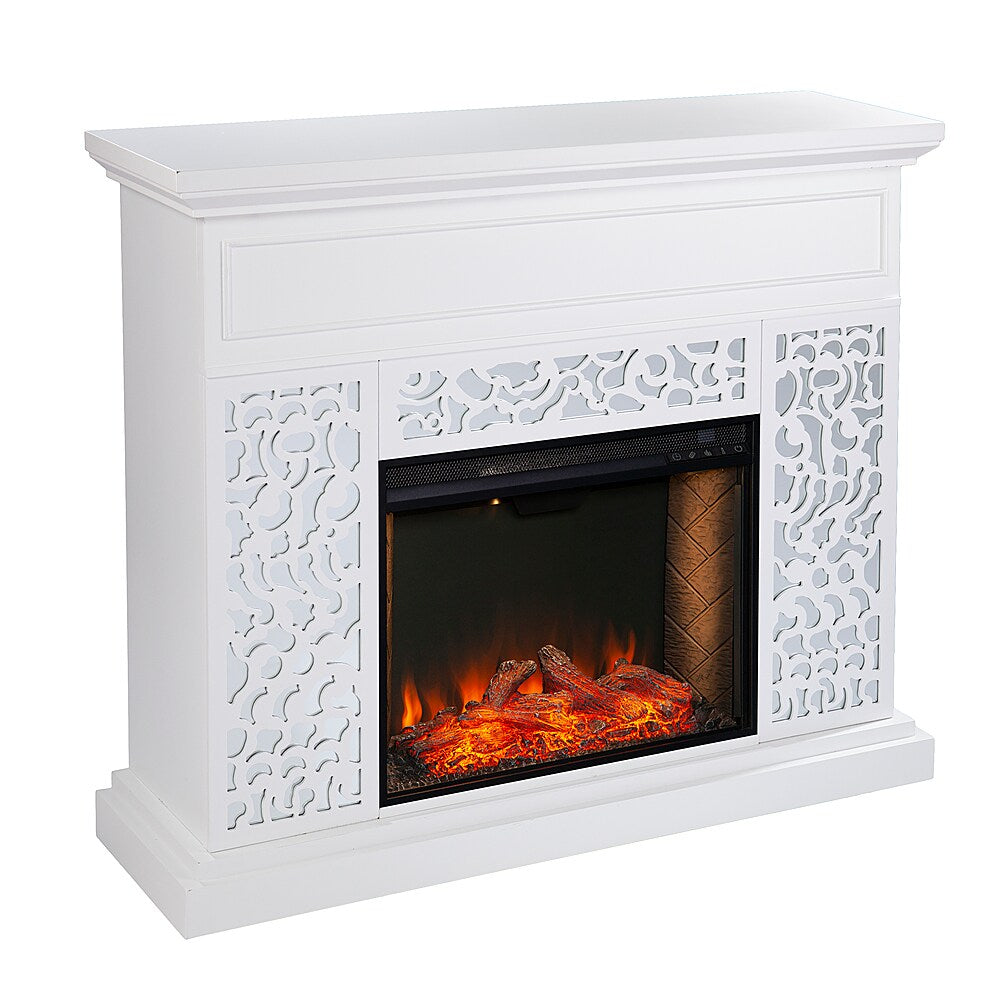 SEI Furniture - Wansford Alexa Smart Fireplace - White finish w/ mirror_1