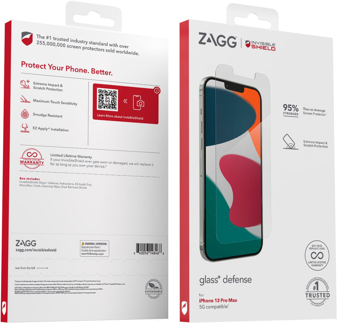 ZAGG - InvisibleShield Glass+ Defense Screen Protector for Apple iPhone 13 Pro Max_1