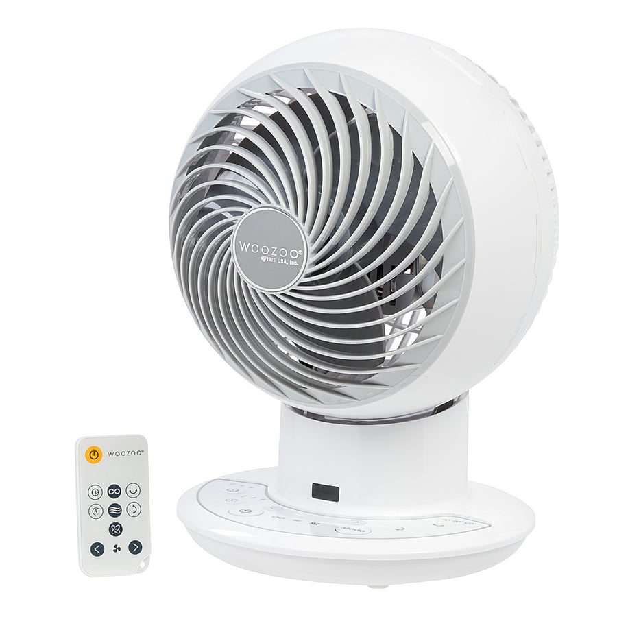 Woozoo - Compact Personal Oscillating Air Circulator Fan with Remote - 10 Speed with Timer - Large Room 470 ft² - White_0