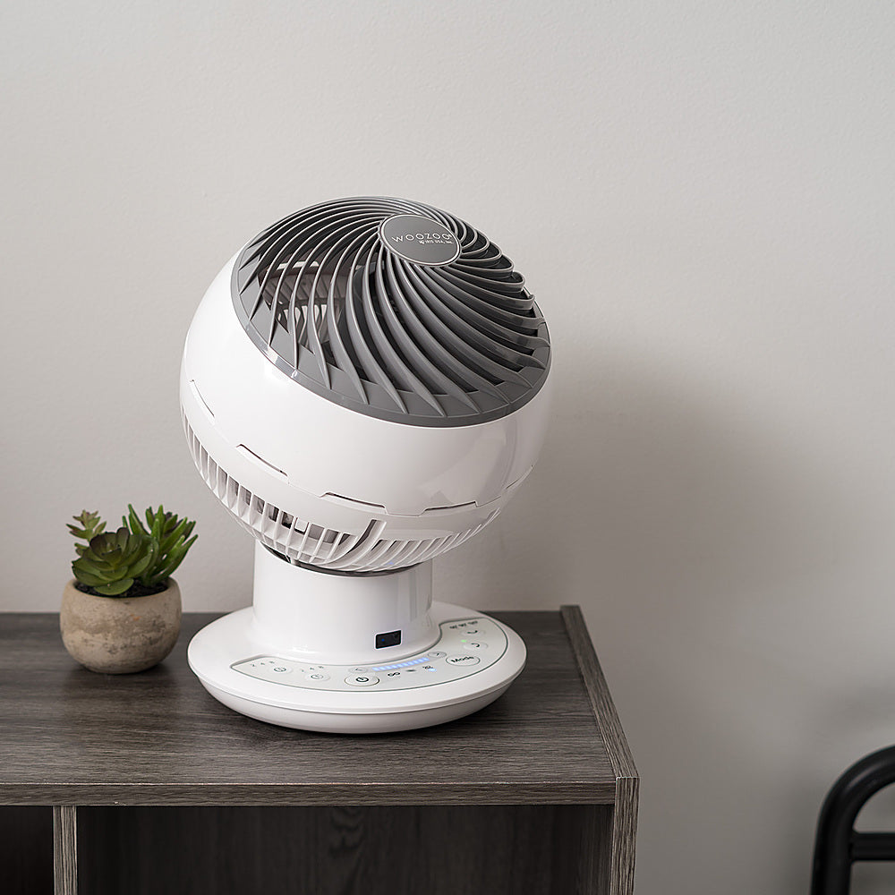 Woozoo - Compact Personal Oscillating Air Circulator Fan with Remote - 10 Speed with Timer - Large Room 470 ft² - White_1