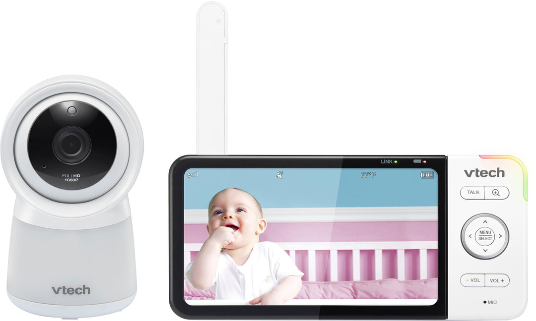 VTech - Smart Wi-Fi Video Baby Monitor w/ 5” HC Display and 1080p HD Camera, Built-in night light, RM5754HD (White) - White_2