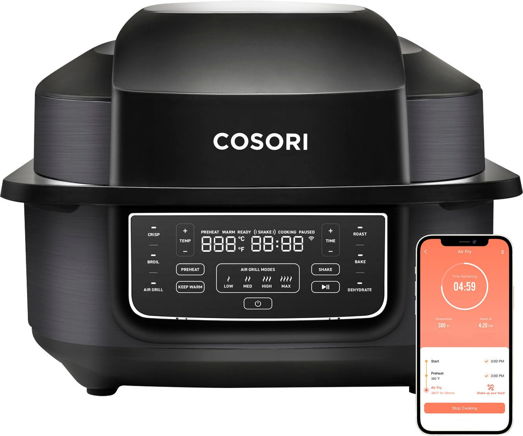 Cosori - Aeroblaze Smart Indoor 8-in-1 Grill with 6-qt Air Grill, Crisp, Dehydrate, Broil, Roast, Bake - Black_0