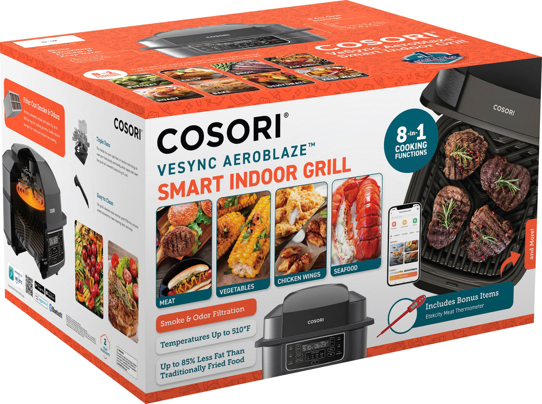 Cosori - Aeroblaze Smart Indoor 8-in-1 Grill with 6-qt Air Grill, Crisp, Dehydrate, Broil, Roast, Bake - Black_7