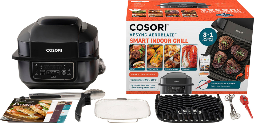 Cosori - Aeroblaze Smart Indoor 8-in-1 Grill with 6-qt Air Grill, Crisp, Dehydrate, Broil, Roast, Bake - Black_1