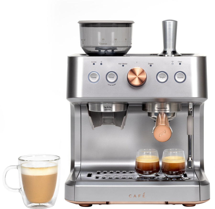 Café - Bellissimo Semi-Automatic Espresso Machine with 15 bars of pressure, Milk Frother, and Built-In Wi-Fi - Steel Silver_0