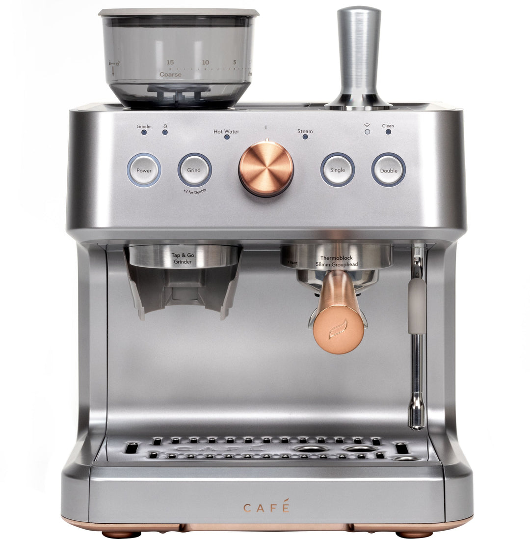 Café - Bellissimo Semi-Automatic Espresso Machine with 15 bars of pressure, Milk Frother, and Built-In Wi-Fi - Steel Silver_15