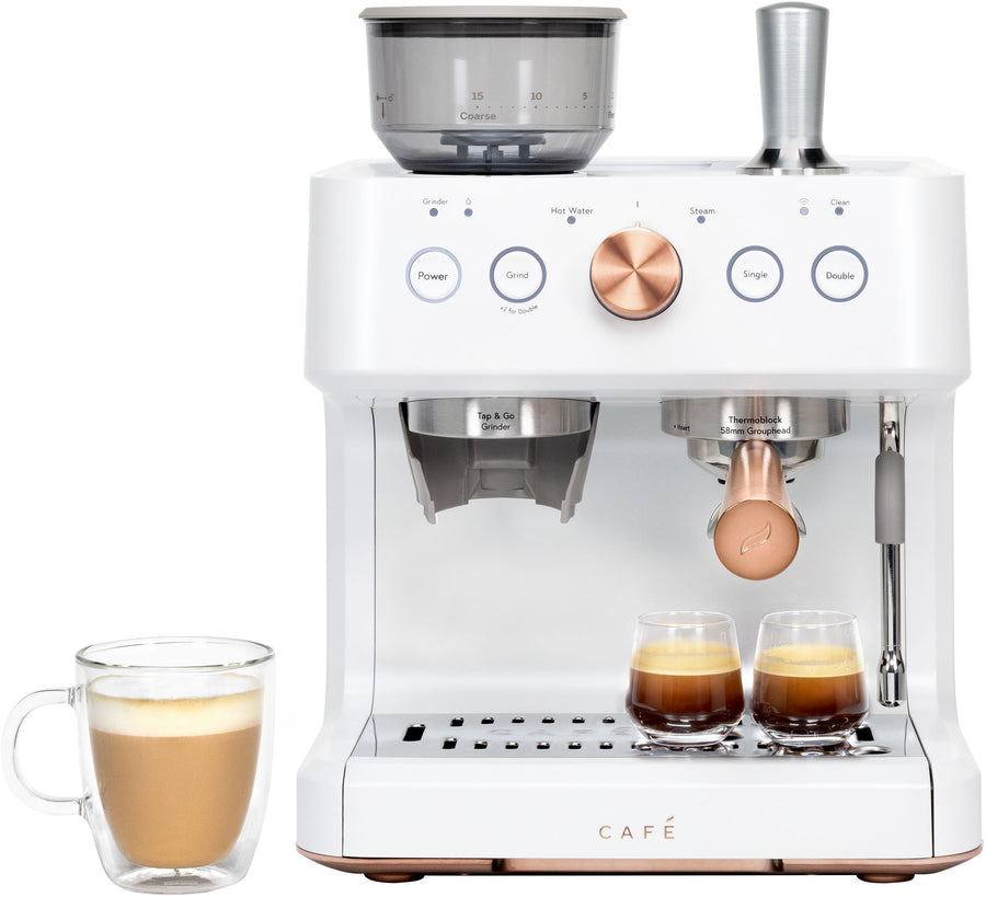 Café - Bellissimo Semi-Automatic Espresso Machine with 15 bars of pressure, Milk Frother, and Built-In Wi-Fi - Matte White_0