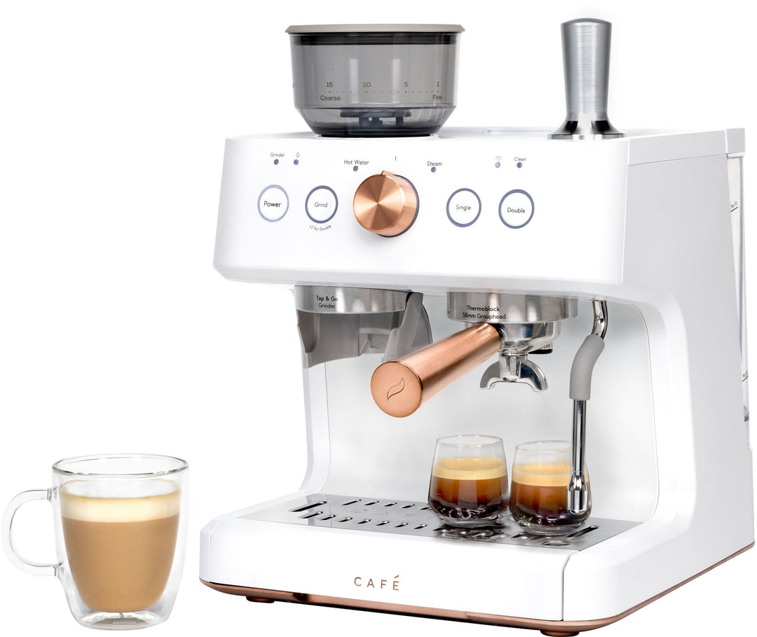 Café - Bellissimo Semi-Automatic Espresso Machine with 15 bars of pressure, Milk Frother, and Built-In Wi-Fi - Matte White_15