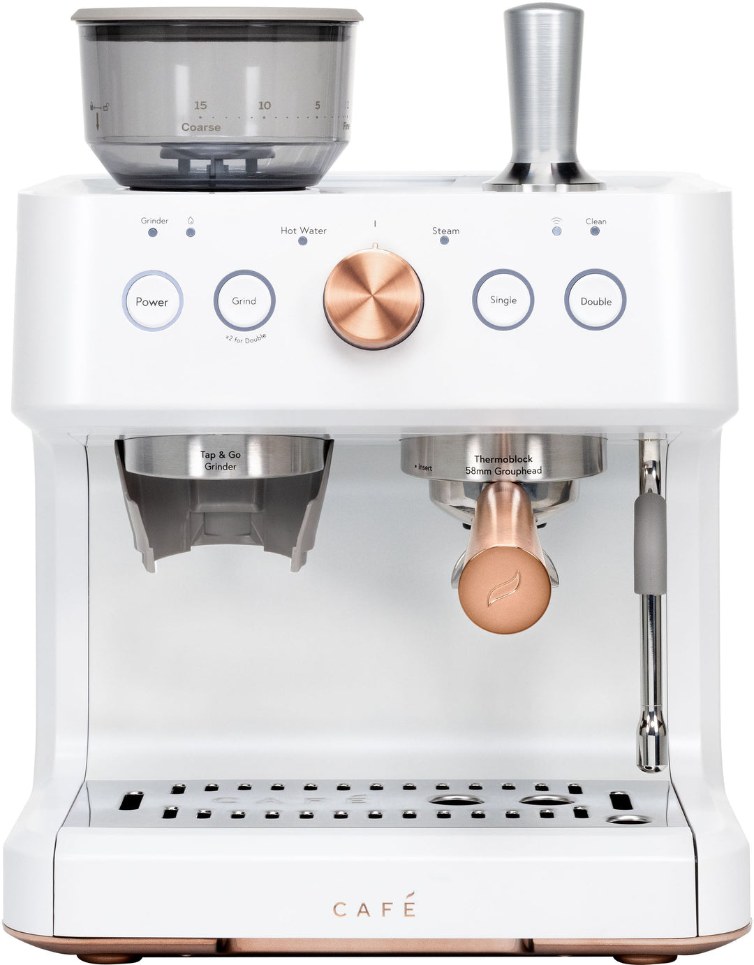 Café - Bellissimo Semi-Automatic Espresso Machine with 15 bars of pressure, Milk Frother, and Built-In Wi-Fi - Matte White_14