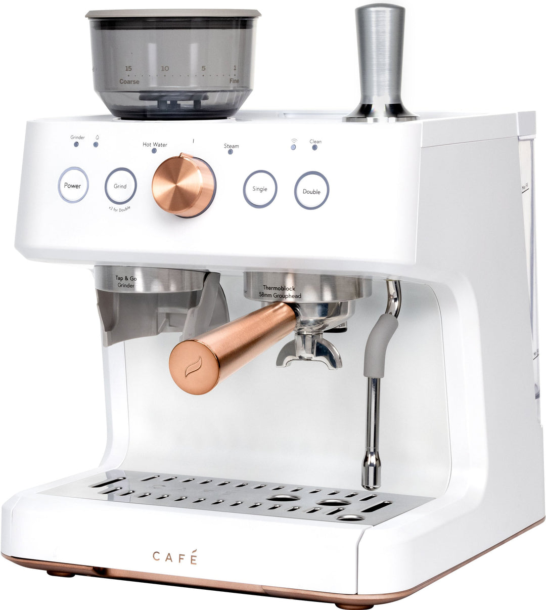 Café - Bellissimo Semi-Automatic Espresso Machine with 15 bars of pressure, Milk Frother, and Built-In Wi-Fi - Matte White_11