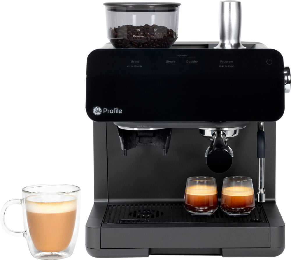 GE Profile - Semi-Automatic Espresso Machine with 15 bars of pressure, Milk Frother, and Built-In Wi-Fi - Black_1