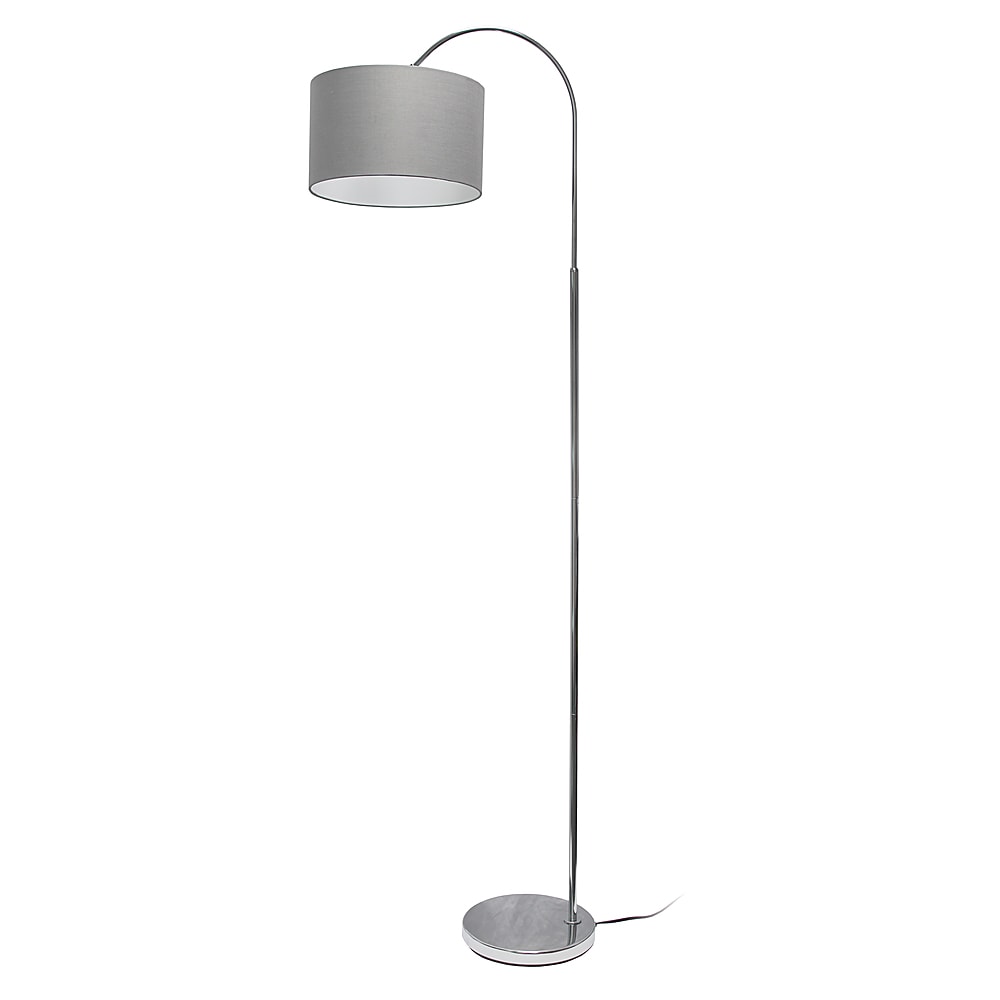 Simple Designs - Arched Brushed Nickel Floor Lamp - Brushed Nickel base/Gray shade_1