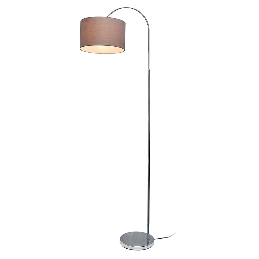Simple Designs - Arched Brushed Nickel Floor Lamp - Brushed Nickel base/Gray shade_0