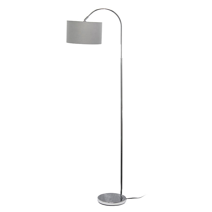 Simple Designs - Arched Brushed Nickel Floor Lamp - Brushed Nickel base/Gray shade_11