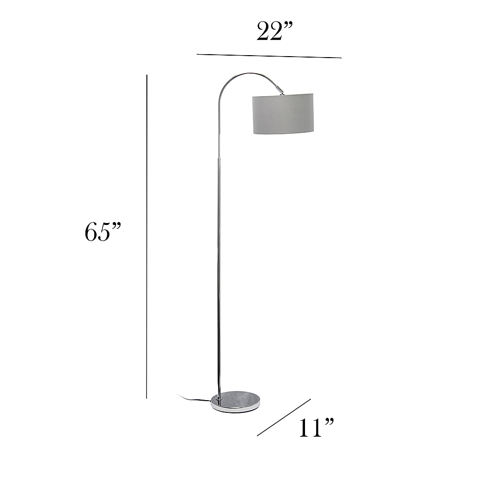 Simple Designs - Arched Brushed Nickel Floor Lamp - Brushed Nickel base/Gray shade_4