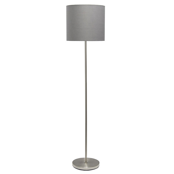 Simple Designs - Brushed NIckel Drum Shade Floor Lamp - Brushed Nickel base/Gray shade_1