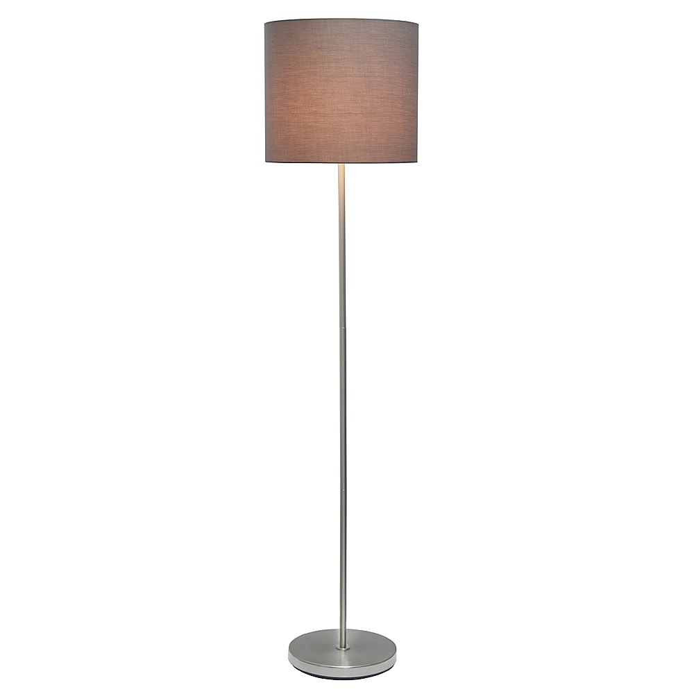 Simple Designs - Brushed NIckel Drum Shade Floor Lamp - Brushed Nickel base/Gray shade_0