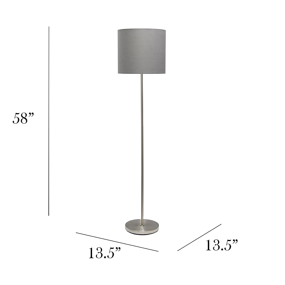 Simple Designs - Brushed NIckel Drum Shade Floor Lamp - Brushed Nickel base/Gray shade_2