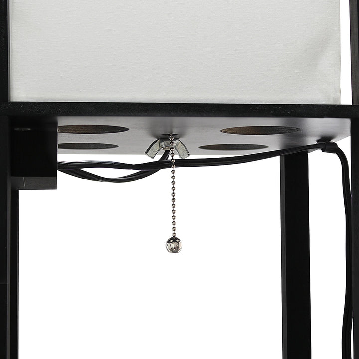 Simple Designs - Floor Lamp Etagere Organizer Storage Shelf w 2 USB Charging Ports, 1 Charging Outlet & Linen Shade - Black_22