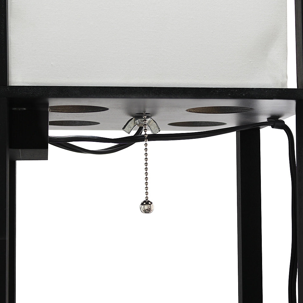Simple Designs - Floor Lamp Etagere Organizer Storage Shelf w 2 USB Charging Ports, 1 Charging Outlet & Linen Shade - Black_23