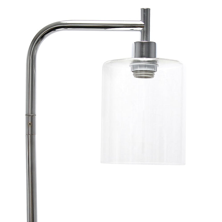 Simple Designs - Modern Iron Lantern Floor Lamp with Glass Shade - Chrome_5
