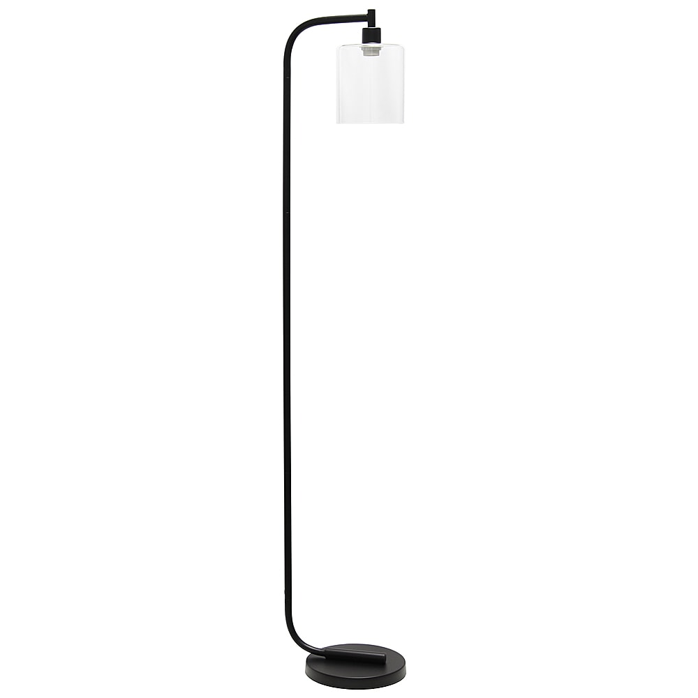 Simple Designs - Antique Style Industrial Iron Lantern Floor Lamp with Glass Shade - Black_11