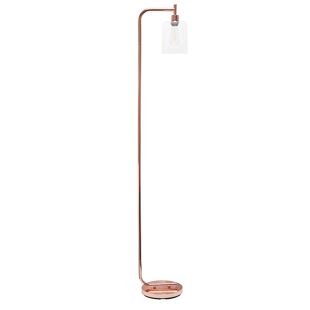 Simple Designs - Modern Iron Lantern Floor Lamp with Glass Shade - Rose Gold_1