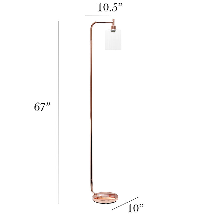 Simple Designs - Modern Iron Lantern Floor Lamp with Glass Shade - Rose Gold_2