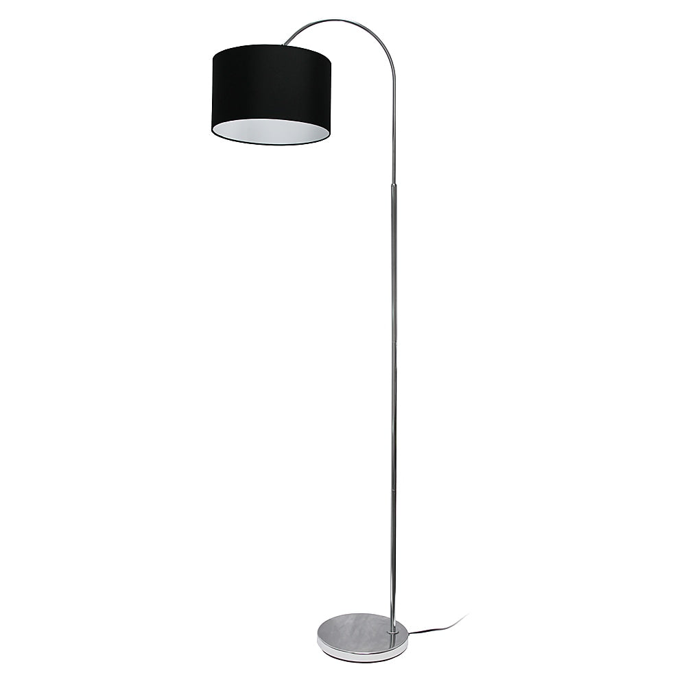 Simple Designs - Arched Brushed Nickel Floor Lamp - Brushed Nickel base/Black shade_1
