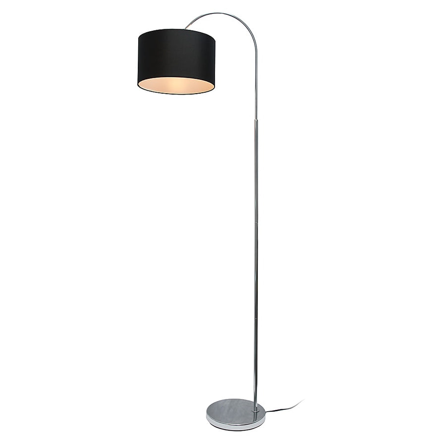 Simple Designs - Arched Brushed Nickel Floor Lamp - Brushed Nickel base/Black shade_0