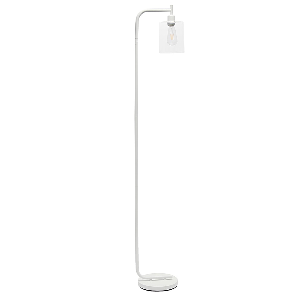 Simple Designs - Modern Iron Lantern Floor Lamp with Glass Shade - White_1