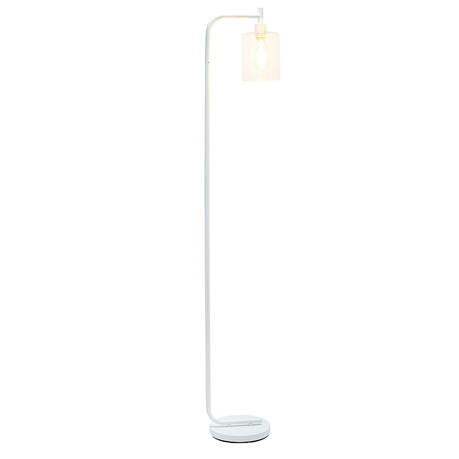 Simple Designs - Modern Iron Lantern Floor Lamp with Glass Shade - White_0