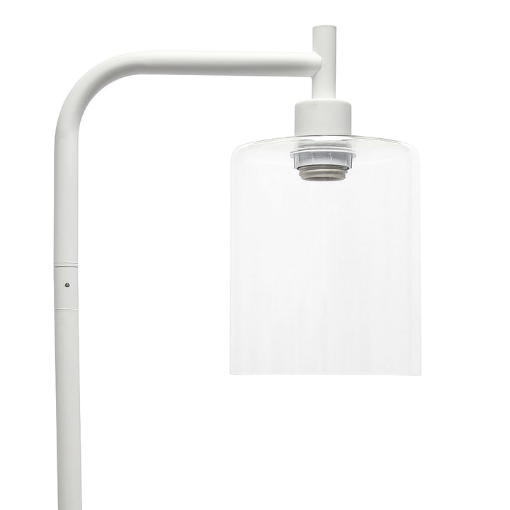 Simple Designs - Modern Iron Lantern Floor Lamp with Glass Shade - White_5