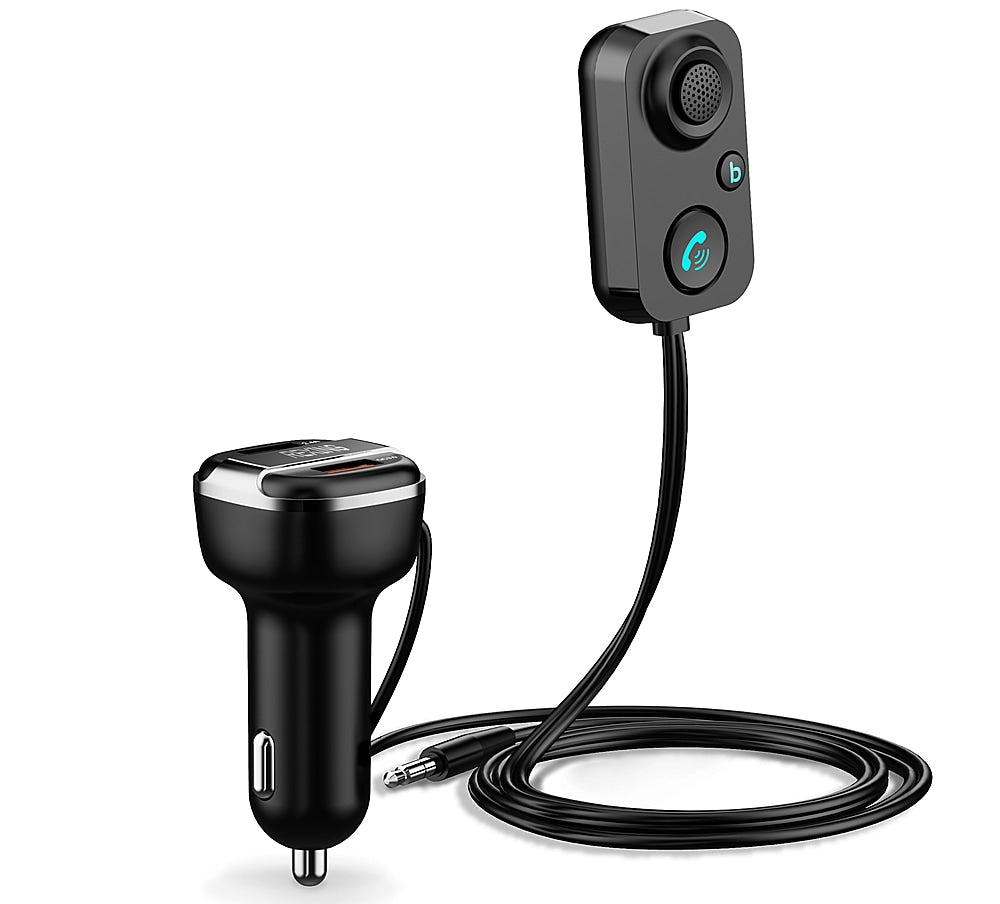 Rexing - AUX2 Mini Bluetooth Receiver with Dual USB Enhanced Bass and Voice Control - Black_7