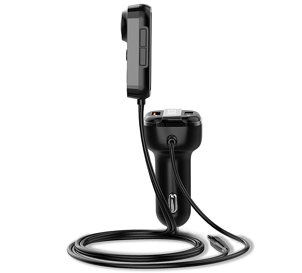Rexing - AUX2 Mini Bluetooth Receiver with Dual USB Enhanced Bass and Voice Control - Black_1