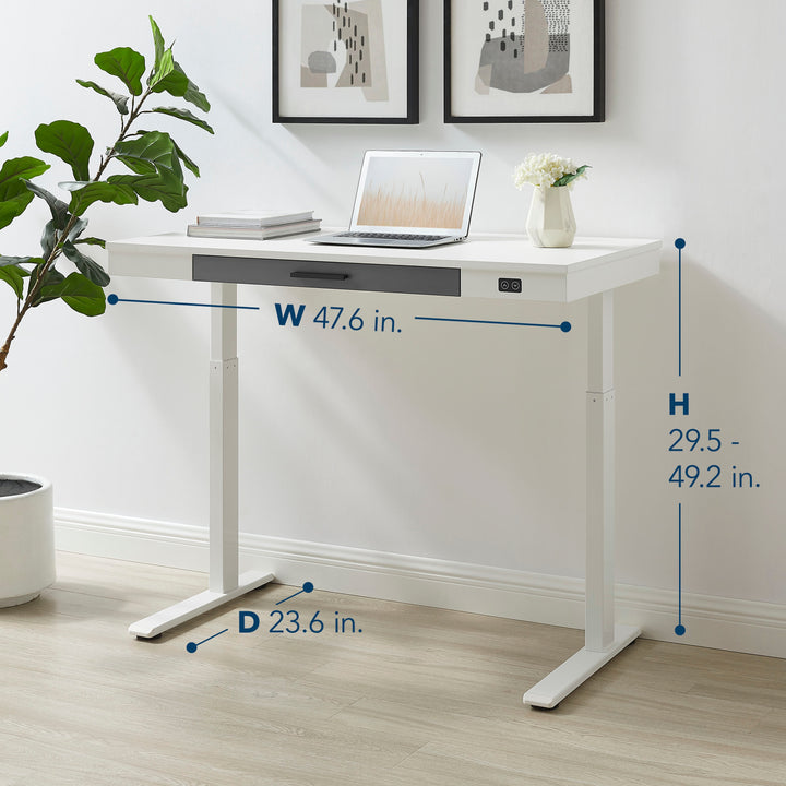 Insignia™ - Adjustable Powered 1-Drawer Standing Desk with Electronic Controls – 47.6" Wide - White_2