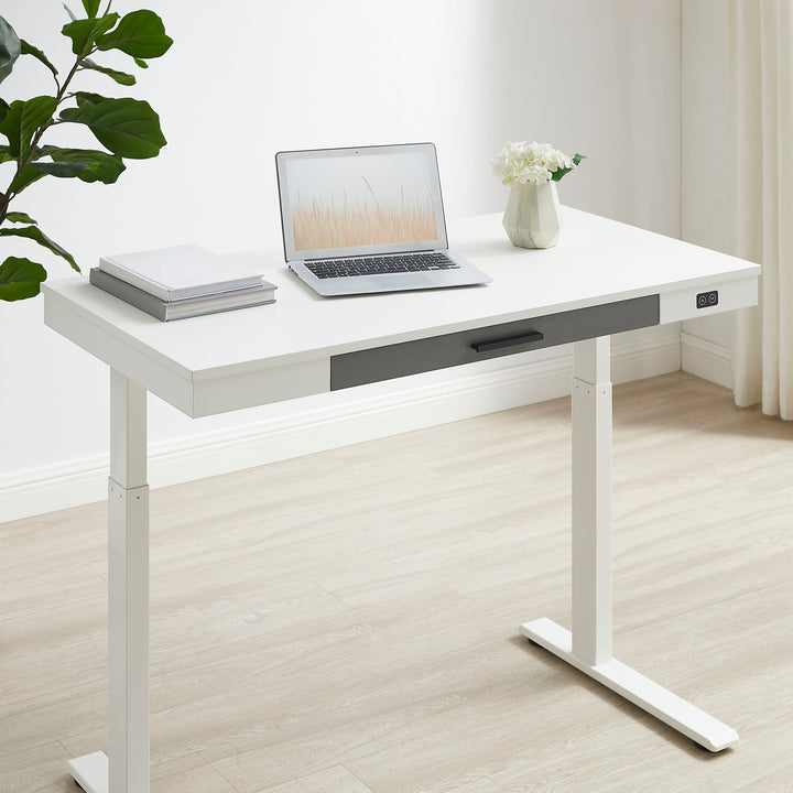 Insignia™ - Adjustable Powered 1-Drawer Standing Desk with Electronic Controls – 47.6" Wide - White_8