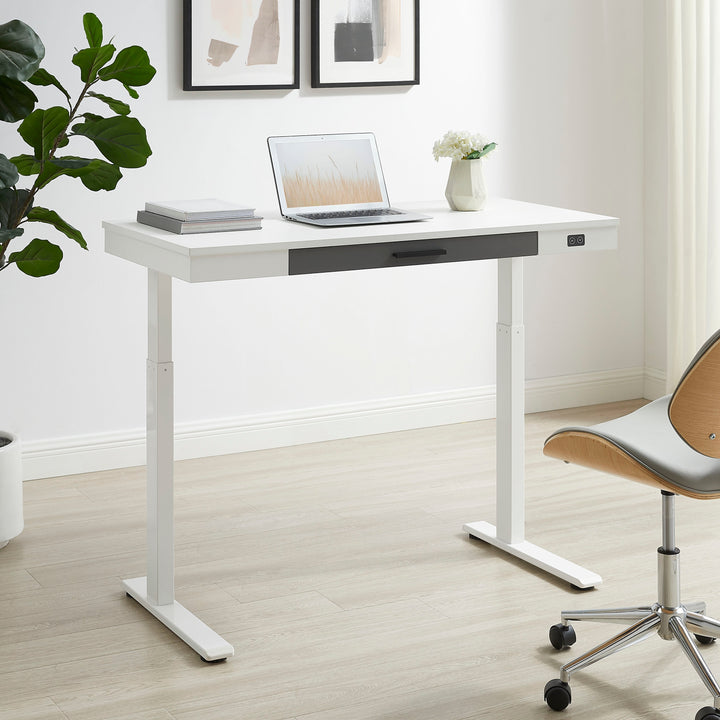 Insignia™ - Adjustable Powered 1-Drawer Standing Desk with Electronic Controls – 47.6" Wide - White_9