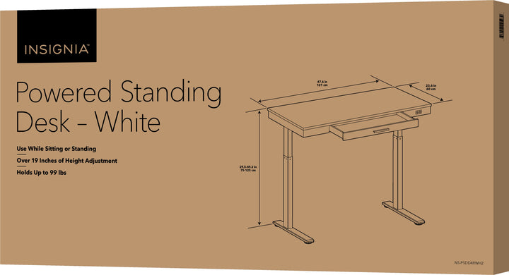 Insignia™ - Adjustable Powered 1-Drawer Standing Desk with Electronic Controls – 47.6" Wide - White_4