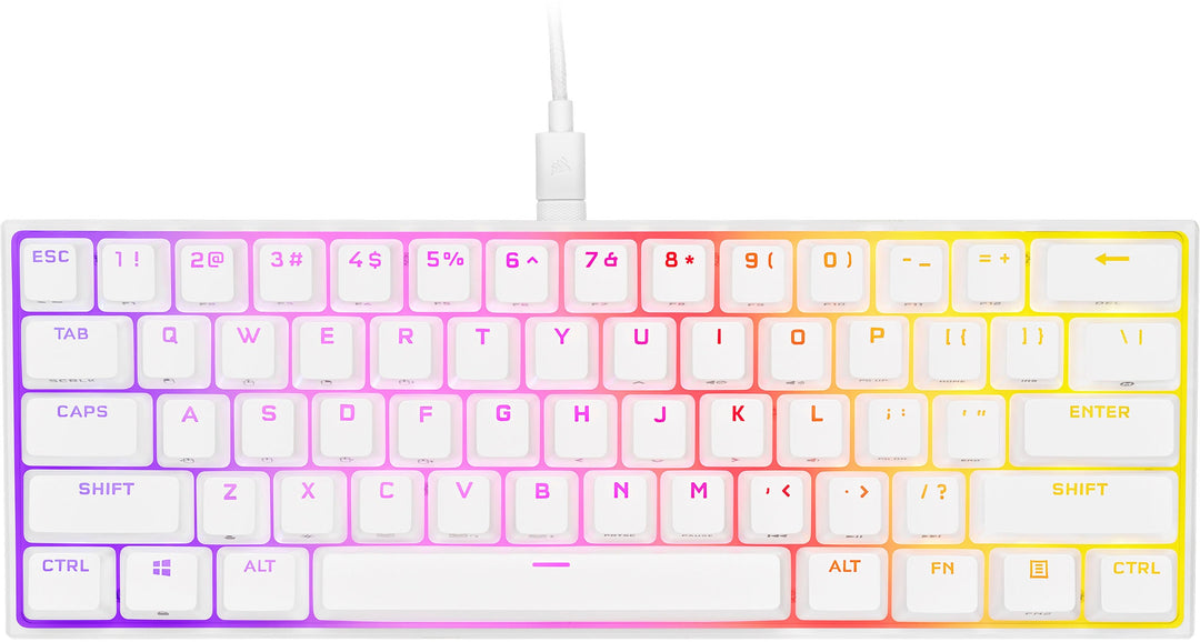 CORSAIR - K65 RGB Mini Wired 60% Mechanical Cherry MX SPEED Linear Switch Gaming Keyboard with PBT Double-Shot Keycaps - White_0