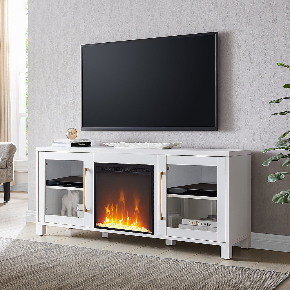 Camden&Wells - Foster Crystal Fireplace TV Stand for TVs Up to 65" - White_3