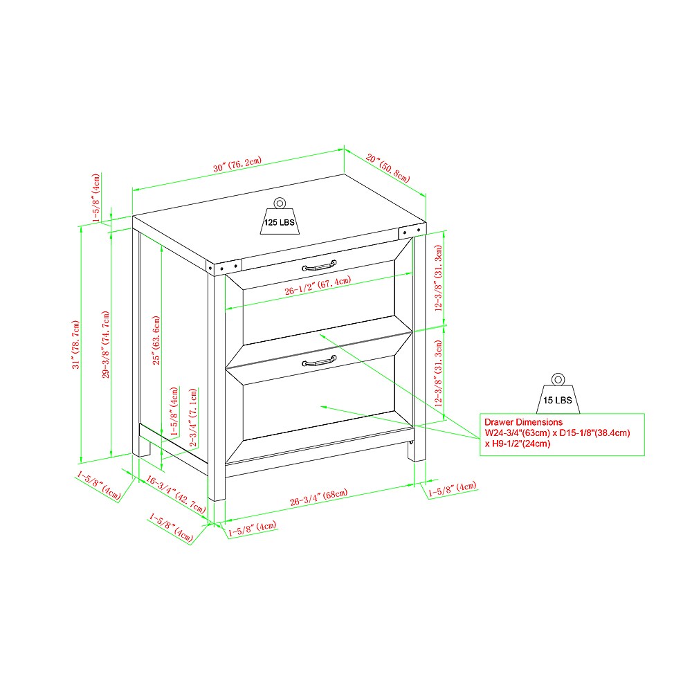 Walker Edison - Modern Farmhouse Metal Accent 2-Drawer File Cabinet - White Oak_1