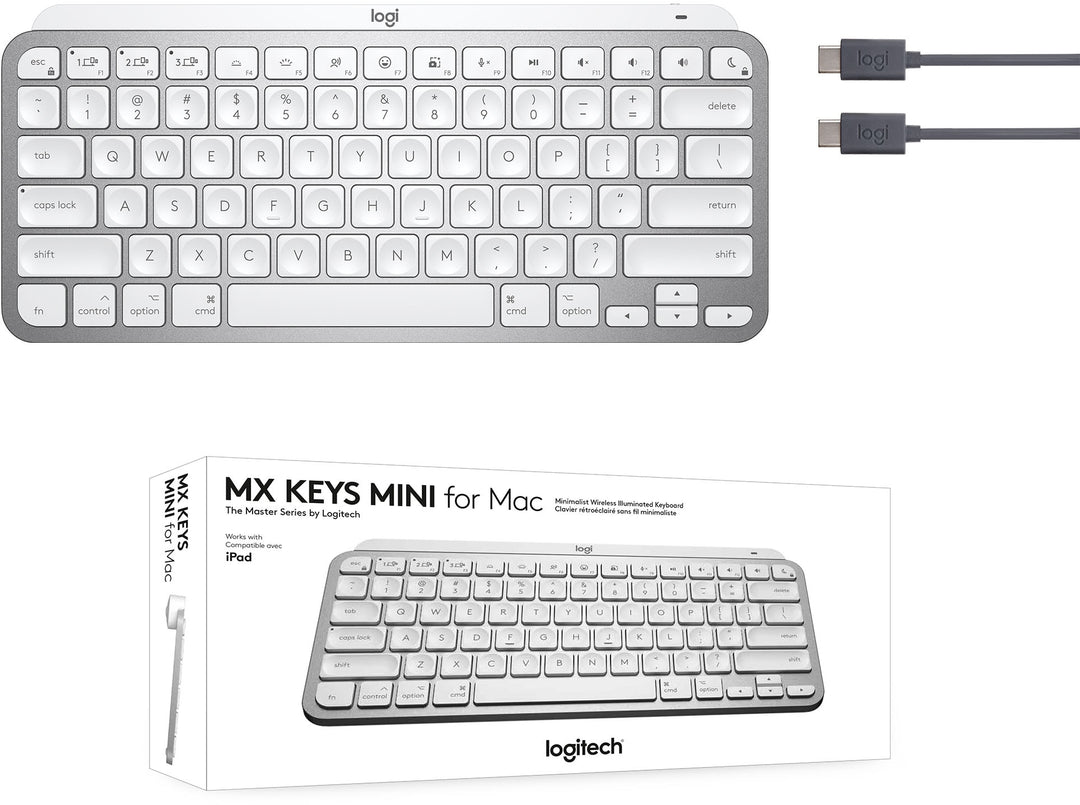 Logitech - MX Keys Mini TKL Bluetooth Scissor Mini MX Keys Switch Keyboard for Apple mac OS, iPad OS with Backlit Keys - Pale Gray_2