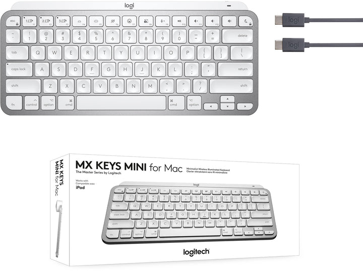Logitech - MX Keys Mini TKL Bluetooth Scissor Mini MX Keys Switch Keyboard for Apple mac OS, iPad OS with Backlit Keys - Pale Gray_2