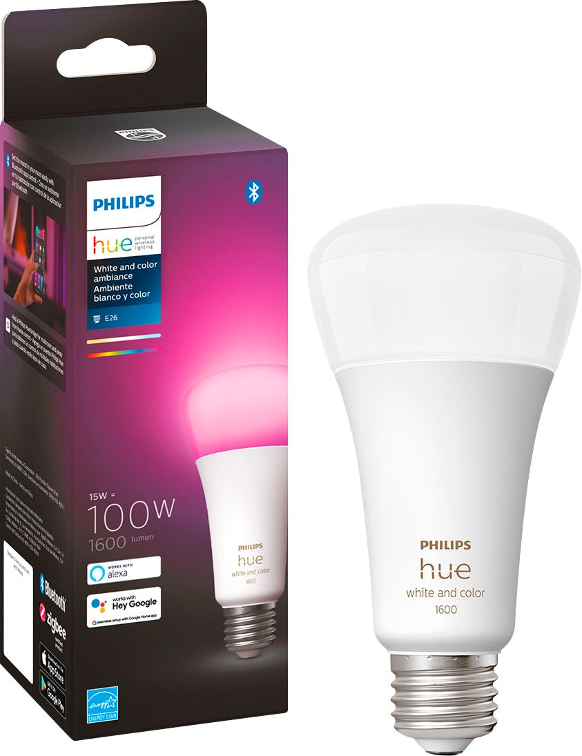 Philips - Hue White and Color Ambiance 100W A21 LED Smart Bulb - Multicolor_0
