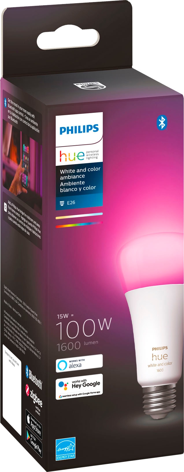 Philips - Hue White and Color Ambiance 100W A21 LED Smart Bulb - Multicolor_7