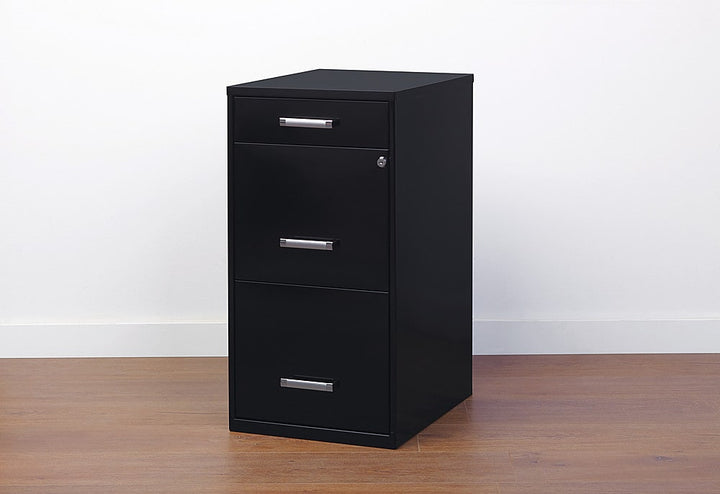 Hirsh - Metal 3-Drawer Organizer File Cabinet with Pencil Drawer - Black_4