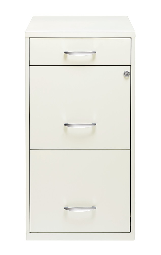 Hirsh - Metal 3-Drawer Organizer File Cabinet with Pencil Drawer - Pearl White_0
